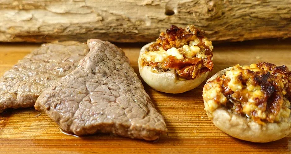 laten we het doen Ooit aardbeving Gourmet: Biefstukjes met Gevulde champignons - www.DeVleesboerderij.nl